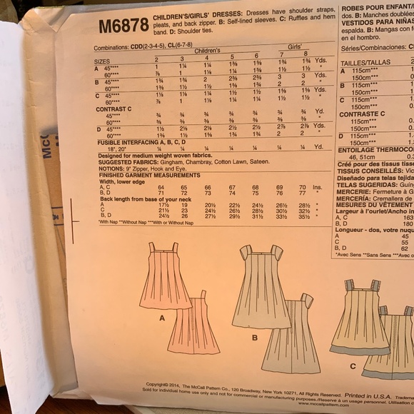 🧸 4 patterns for $20 … McCALL’S Sewing Pattern - Girls 6-7-8 - Picture 4 of 4